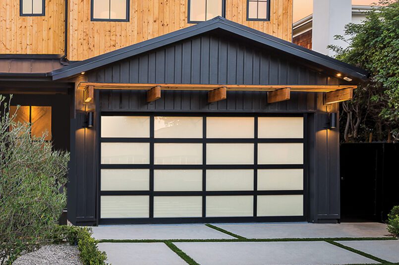 modern aluminum garage door satin black frame